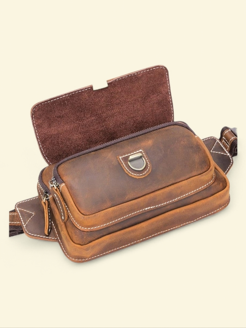 Kattee Brown Leather Sling Bag - Compact Everyday Carry